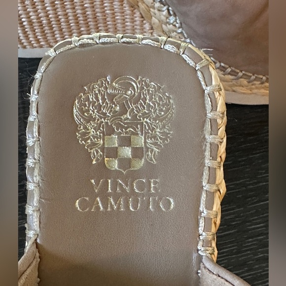 Vince Camuto Brissia Wedge Platforms Sandals Mules Tortilla Leather 8.5 shoes - Picture 9 of 15